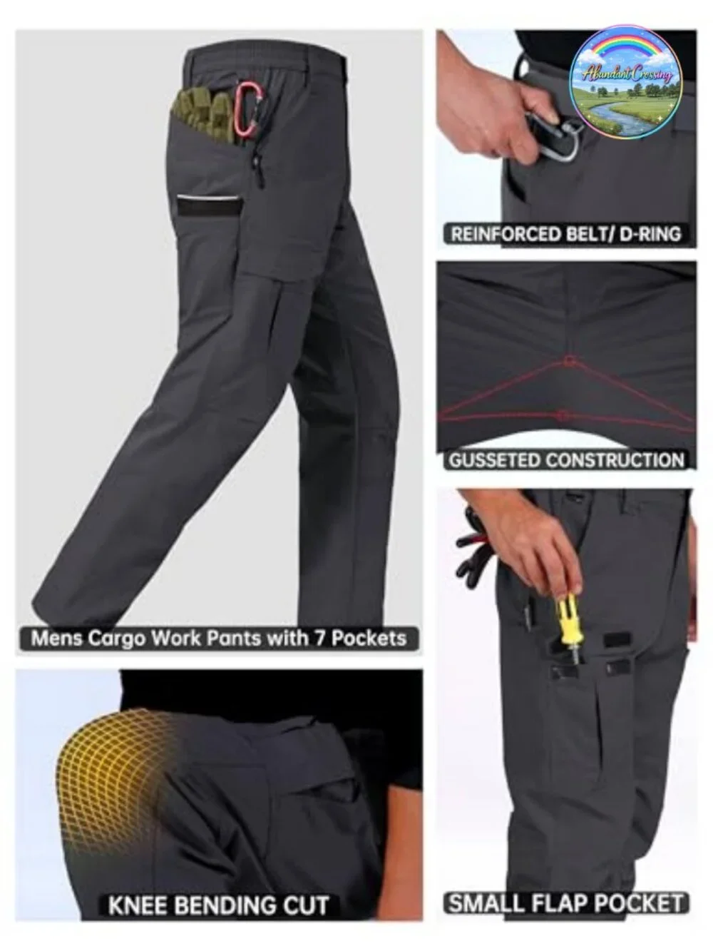 Men's Ripstop Waterproof Tactical Cargo Pants 7 Pockets Hiking Work